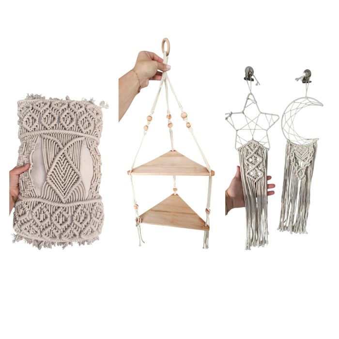 Lot de 3 décorations macramé