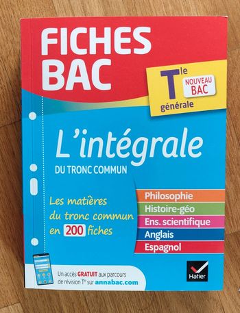 Livre Fiches BAC L'intégrale - Nouveau Bac - Terminale Générale