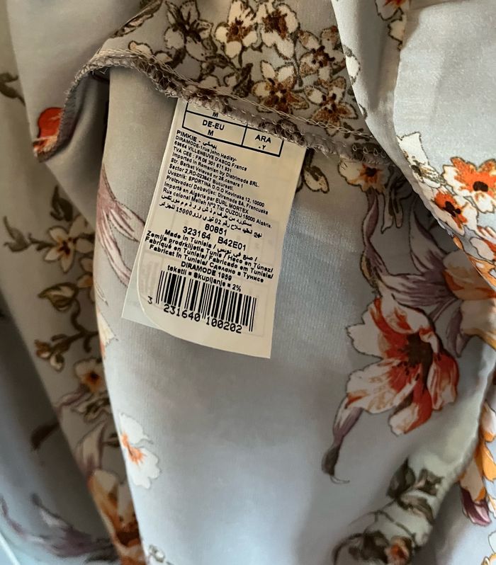Kimono homewear satiné gris fleuri  (M) - photo numéro 4