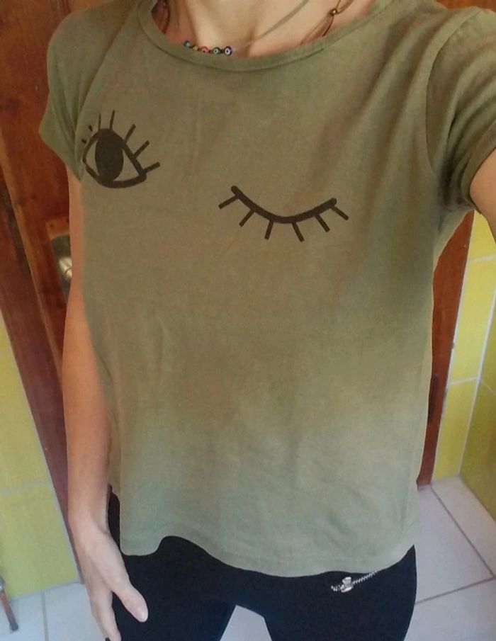 T-shirt femme vert kaki Jennyfer