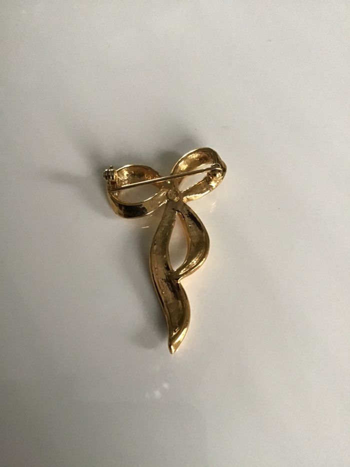 Broche fantaisie vintage noeud et strass - photo numéro 2