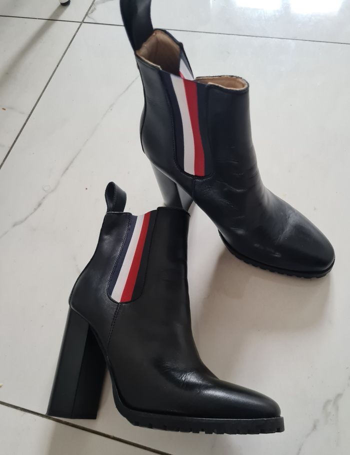Bottines Tommy Hilfiger en cuir – talons hauts – taille 37 – excellent état - photo numéro 3