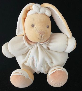 ❤️B5977 Peluche vintage doudou kaloo lapin 1998 -2008 blanc écru beige