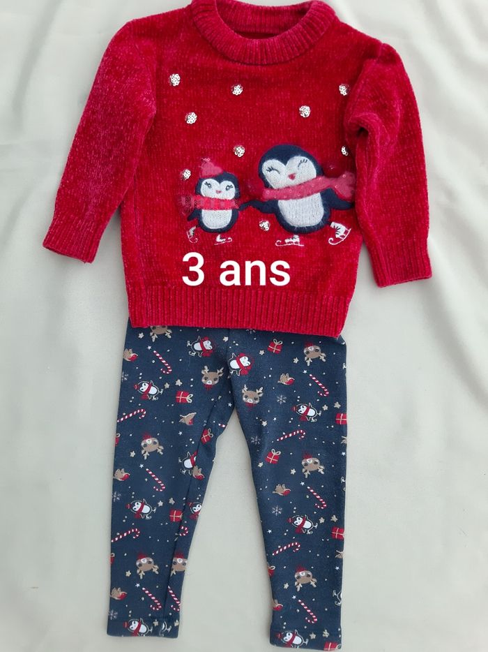 ensemble de Noël (pull chaud + legging chaud) fille - C&A - 3 ans