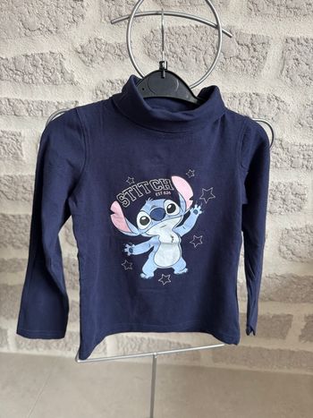 Tee shirt fille stitch col roulé sous pull hiver Disney 8 ans