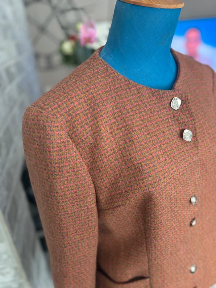 Veste vintage des années 70 - en très bon état - marron/fuchsia - taille 38/M - photo numéro 4