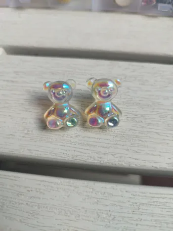 Boucle d'oreille oursons transparent