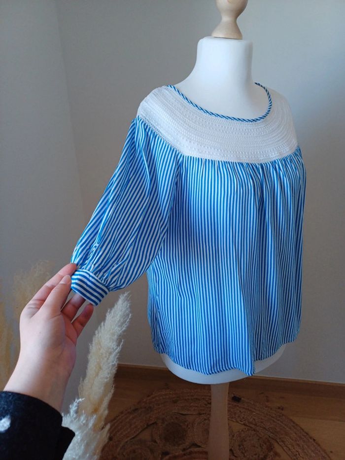 Blouse bleue rayée Camaieu taille L 40 - photo numéro 5