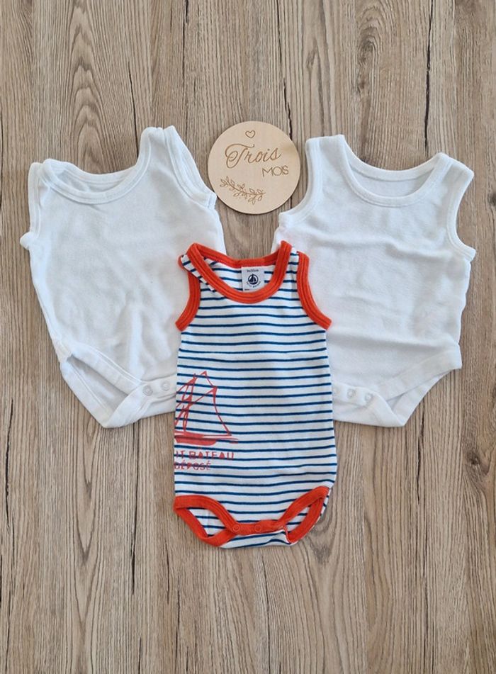 Lot de 3bodies manches courtes bébé garçon 3mois