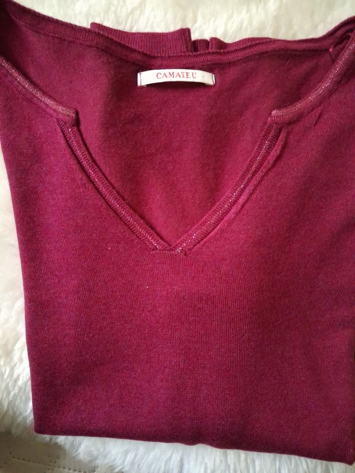 Joli pull bordeaux taille 38 Camaïeu j - photo numéro 5