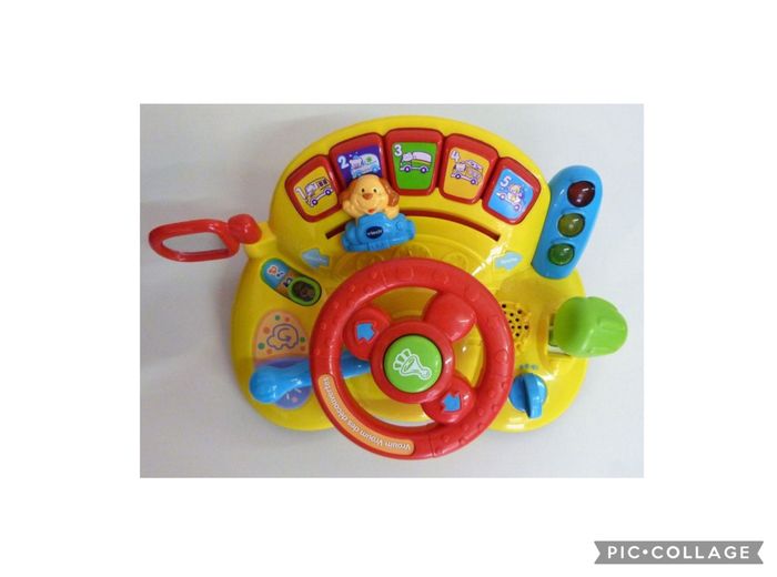 Vtech vroum vroum des découvertes 12-36 mois volant interactif parlant musical jaune effets sonores et lumineux comptines nombres couleurs animaux véhicules klaxon clignotant motricité fine lot SOP77