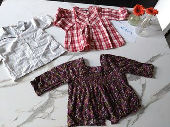 Lot de 3 blouses chemise bébé fille 12 mois