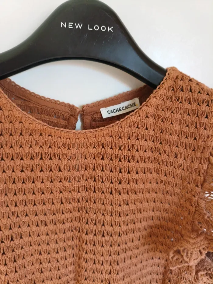 Top crochet marron - photo numéro 3