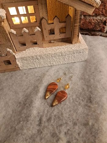 Boucles d'oreilles pendante avec pâte polymere multicolore