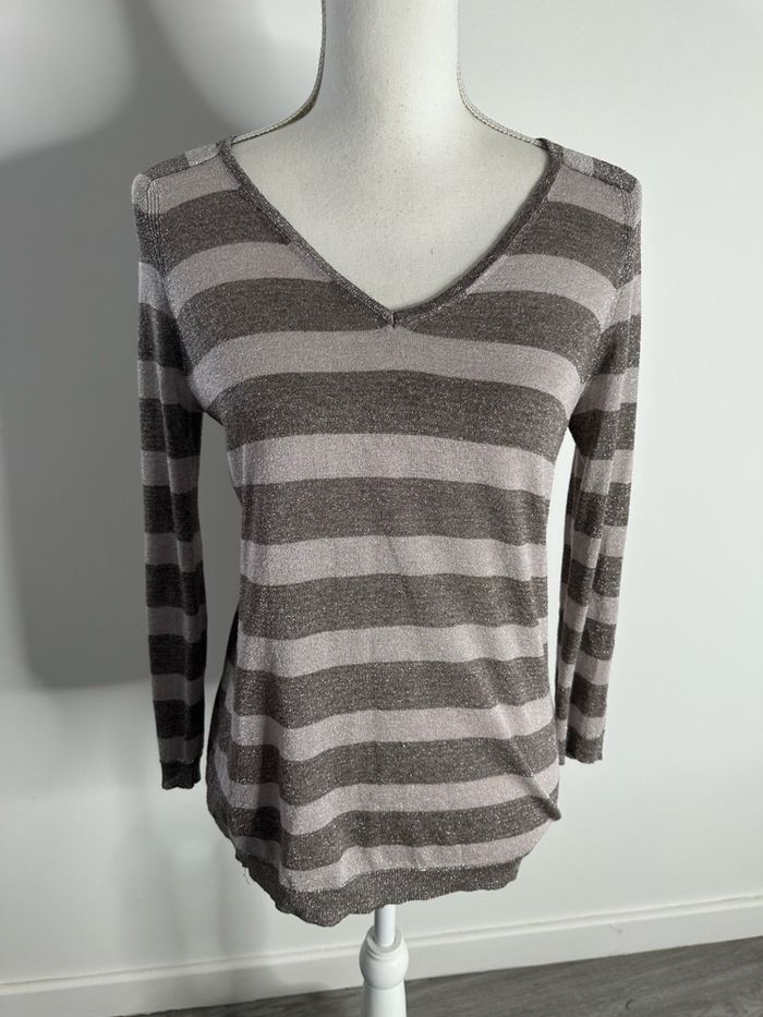 Pull fin pailleté marinière Gérard Darel T1 36 S