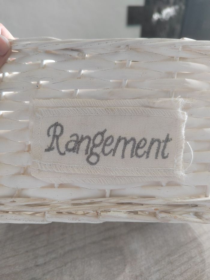 Panière de rangement en osier blanc vieilli – style déco & pratique - photo numéro 2