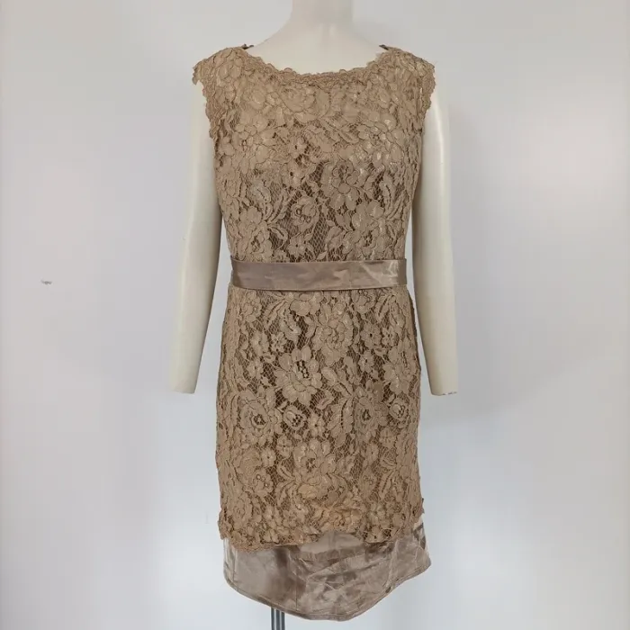 Robe de soirée semi transparente, motifs floraux, beige, été, cérémonie A058