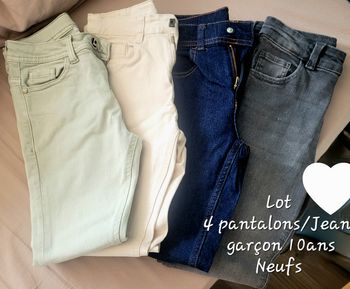 Lot 4 pantalons/Jeans garçon 10ans neufs