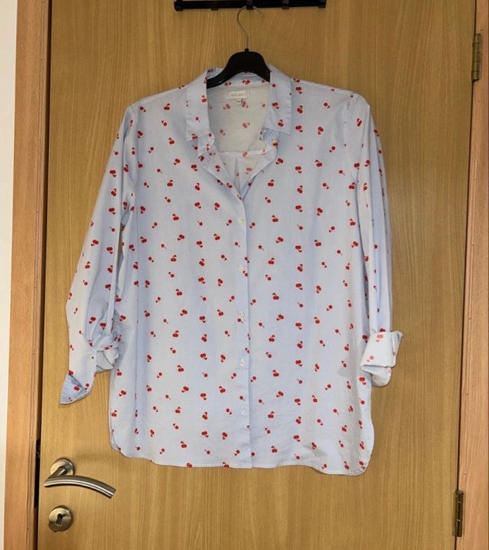 Chemise bleu clair à motifs cerises Bel&Bo - Taille XL - Très bon état