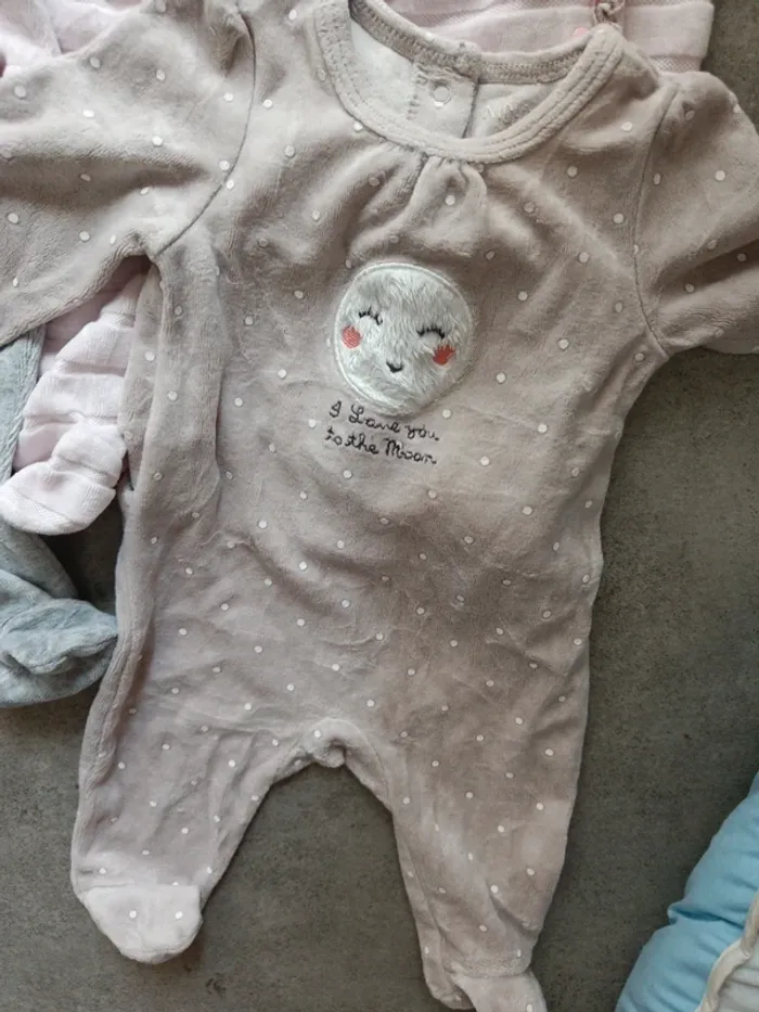 Lot de 3 pyjamas velours tape à l'oeil 1 mois - photo numéro 3