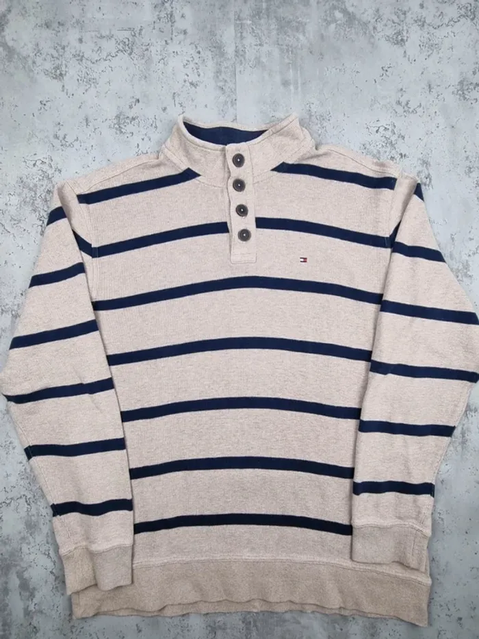 Pull rayé col montant boutonné Tommy Hilfiger XXL Hommes - photo numéro 3