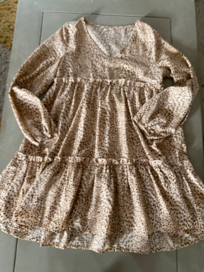 Robe baby doll beige avec tâches marron taille 38 - photo numéro 7