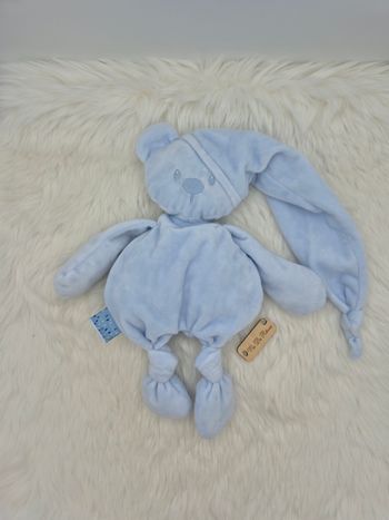 Doudou Ours Bonnet Lapidou Nattou Bleu ciel