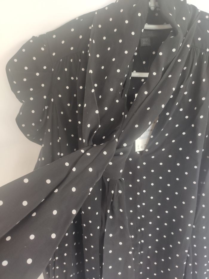 Zara tunique robe noire à pois S - photo numéro 7