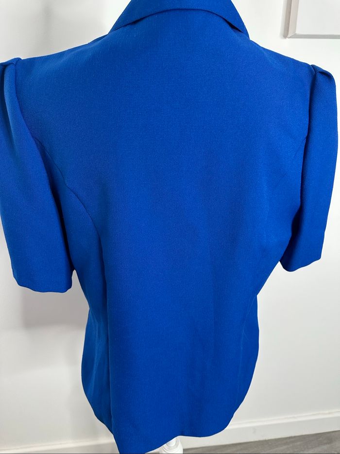 Blazer à manches courtes bleu roi et doré Vintage T42 XL - photo numéro 5