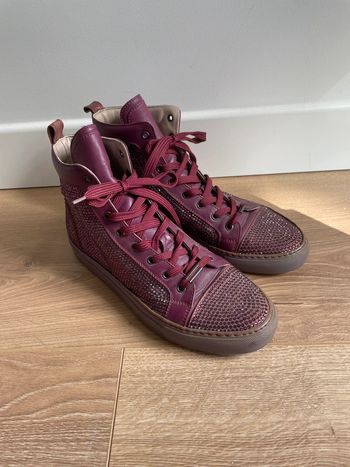 Baskets montantes Le Silla bordeaux à strass