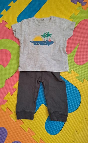 Ensemble t-shirt manches courtes jogging, zeeman, taille 3 mois (62 cm)