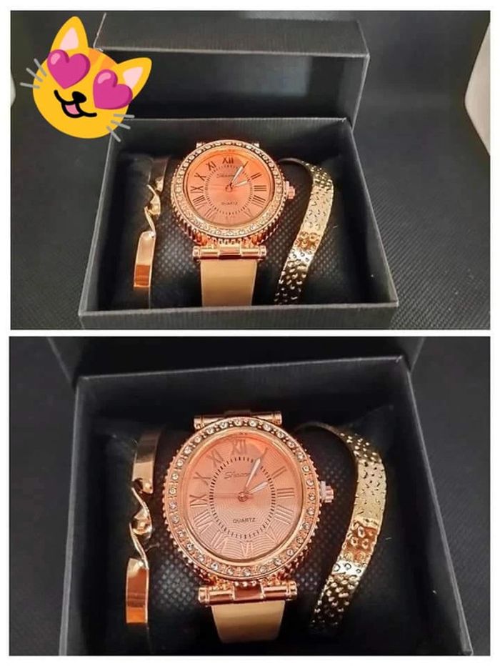 Coffret montre et 2 bracelets doré