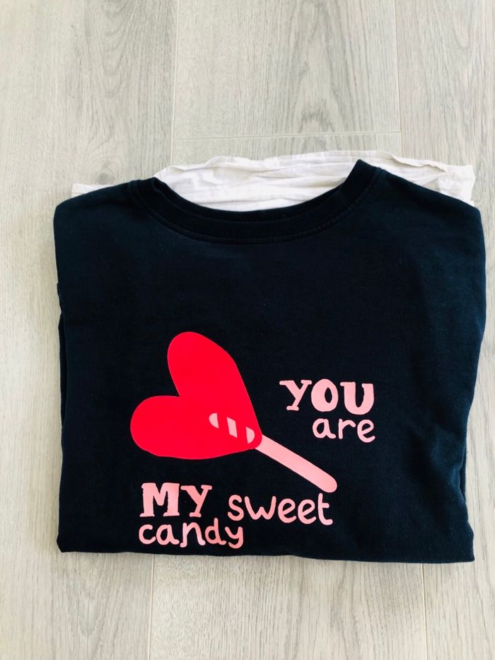 Sweat-shirt léger fille 12 ans dessin sucette coeur - photo numéro 2