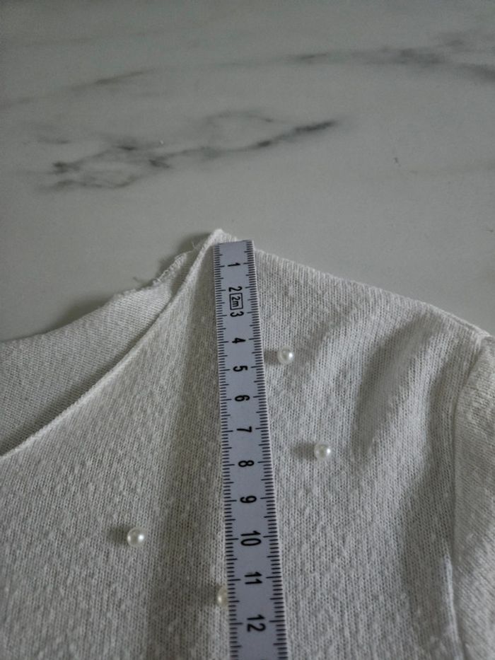 Zara pull blanc à perles taille L - photo numéro 9