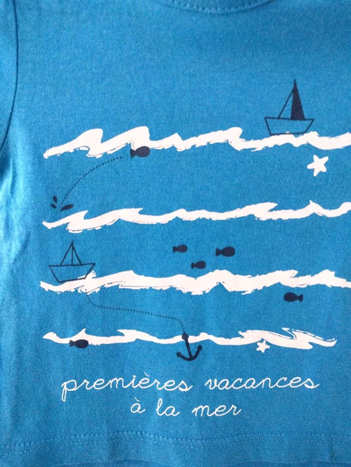 Tee shirt mer bleu 1 mois - photo numéro 2