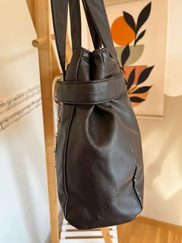 Sac vintage y2k marron en cuir synthétique très bon état [ref 2508SBl194] - photo numéro 5