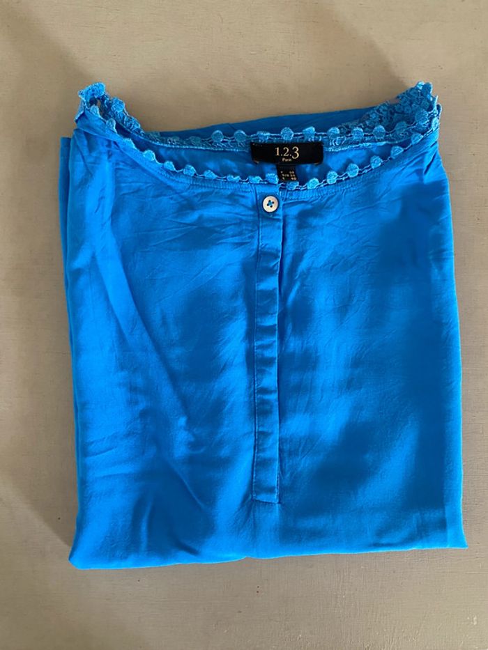 Blouse - tee shirt 123 bleue taille 38 - photo numéro 20