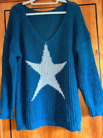 Pull maille col v étoile taille unique