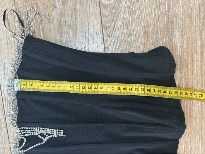 Crop top bustier  bershka noir avec franges métallique et strass - taille xs neuf - photo numéro 11