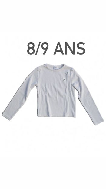 T-shirt blanc à manches longues zara fille 8-9 ans