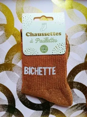 Chaussette à paillettes message