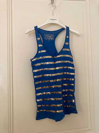 Débardeur bleu sequins dorés – Jennyfer Rebel Sailor – Taille S