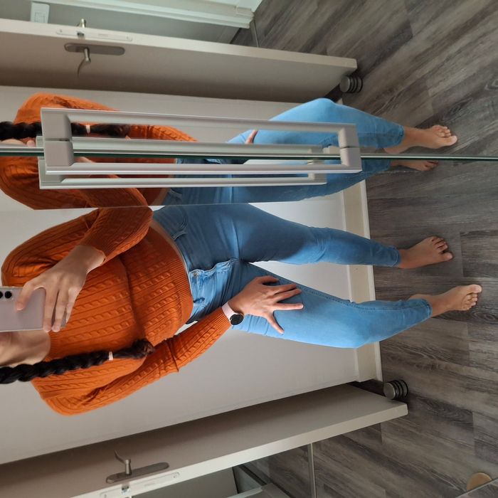 Pull en maille torsadée orange foncé - Manches longues - Taille S - Ovs - photo numéro 5