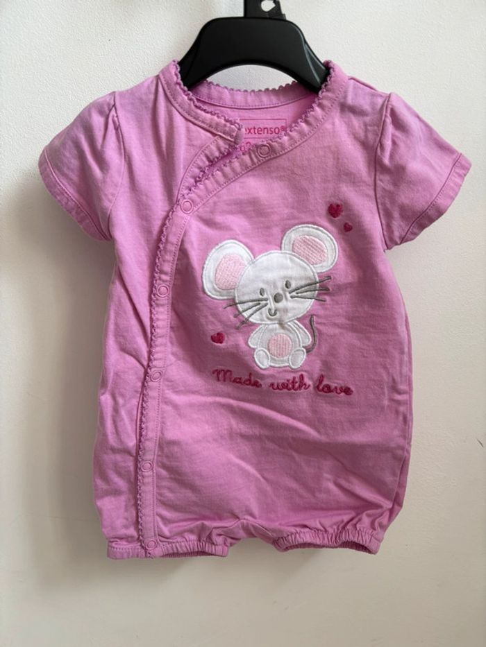 Pyjama été rose souris In Extenso 3 mois - photo numéro 2