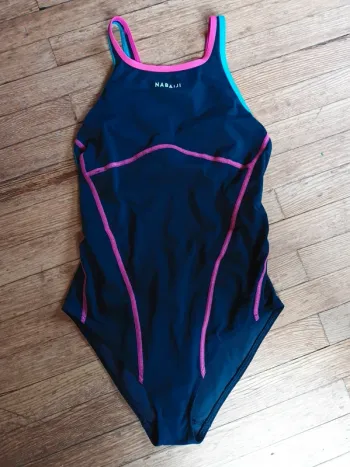 Maillot de bain fille bleu marine Nabaiji