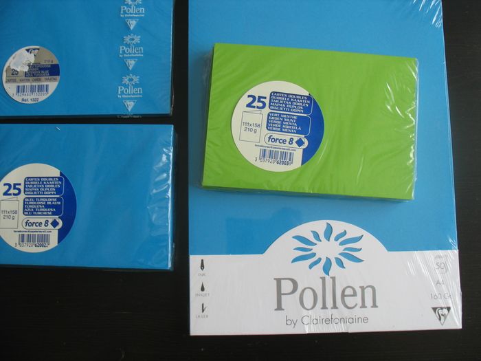 LOT DE PAPETERIE : CARTES + ENVELOPPES + PAPIER BLEU TURQUOISE "POLLEN BY CLAIREFONTAINE" - NEUF - - photo numéro 4