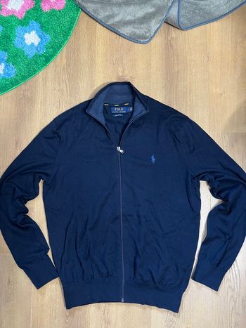 Pull zip bleu marine Ralph Lauren logo brodé
