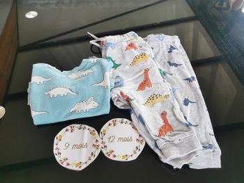Lot de 3 articles bébé garçon 9/12mois dinausaures H&M tbe