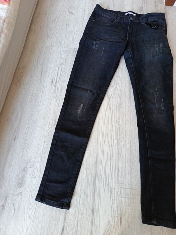 Pantalon jeans 38 M femme gemo tbe noir - photo numéro 4