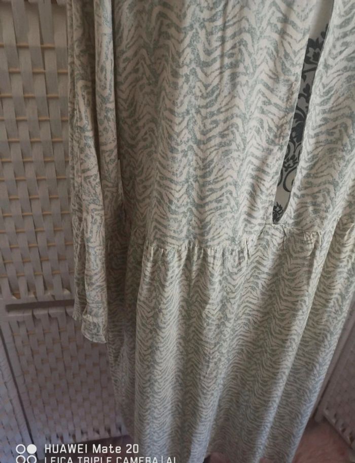 💕Jolie Robe trapèze Etam Motifs fantaisie vert pâle et écru - femme Taille 38 (M)💕 - photo numéro 6
